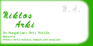 miklos arki business card